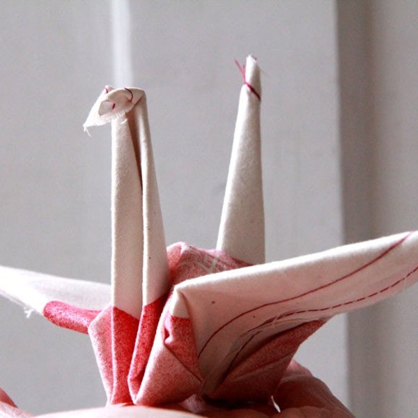 Japan Earthquake Tsunami Relief - "Always Rising After a Fall" Fabric Origami Crane
