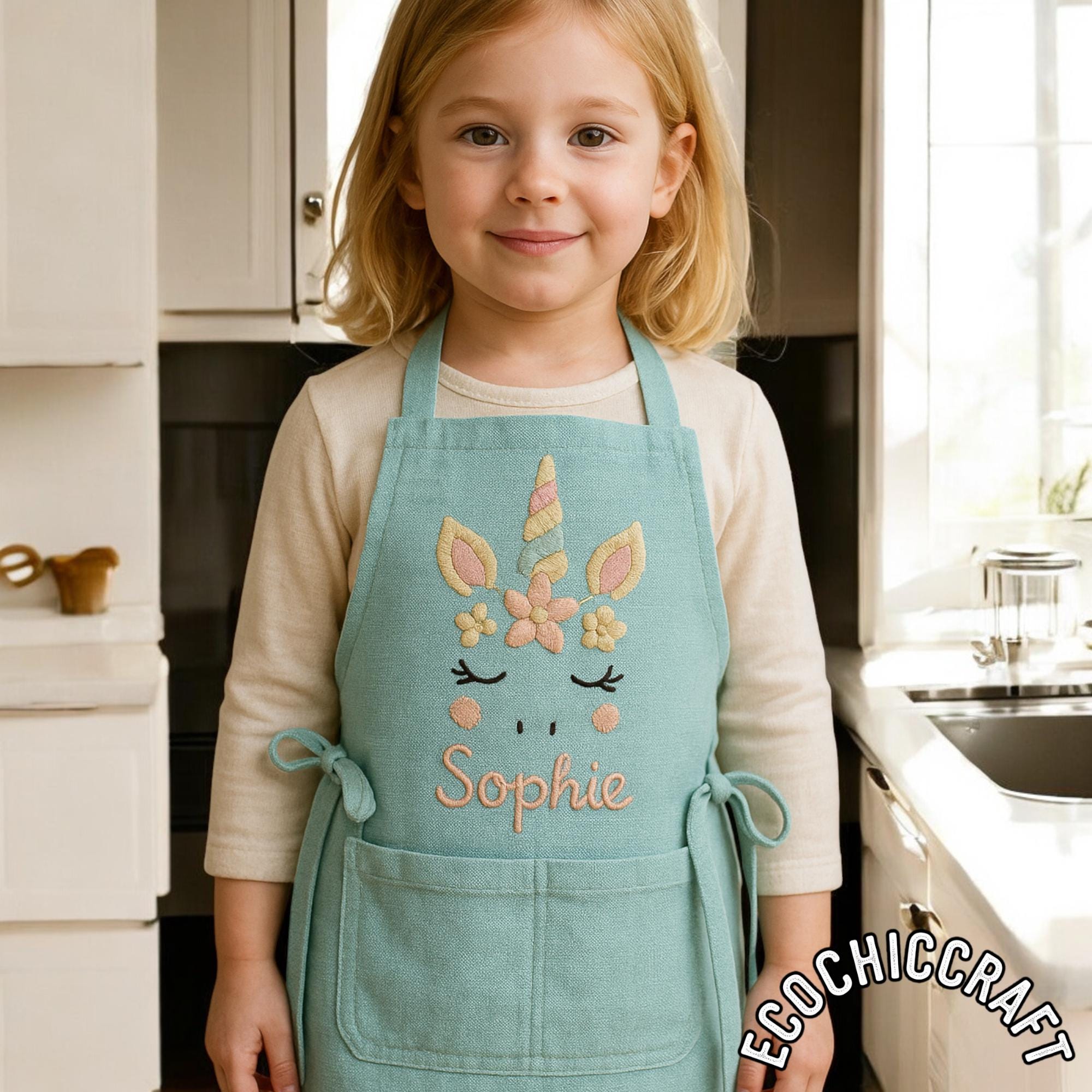 Grembiule Impermeabile Per Bambini Con Tasche | Regolabile, In Poliestere, Nero Con Tasca Beige | Per Pittura, Cucina, Giardinaggio - 6