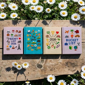 Embroidered Bucket List 2026 Journal, Handmade Notebook, Personalized Goal Planner, New Year Adventure Journal, Custom Travel Dream Book