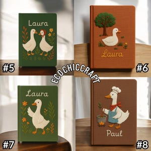 Cuaderno de ganso bordado a mano, diario de animales adorables, cuaderno de bocetos hecho a mano, regalo de papelería con gansos, diario de escritura estilo cottagecore, libro de visitas imagen 6