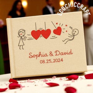 Personalized Wedding Embroidered Journal – Custom Couple Notebook, Hand Embroidery Love Gift, Wedding Guest Book, Vow Book Keepsake