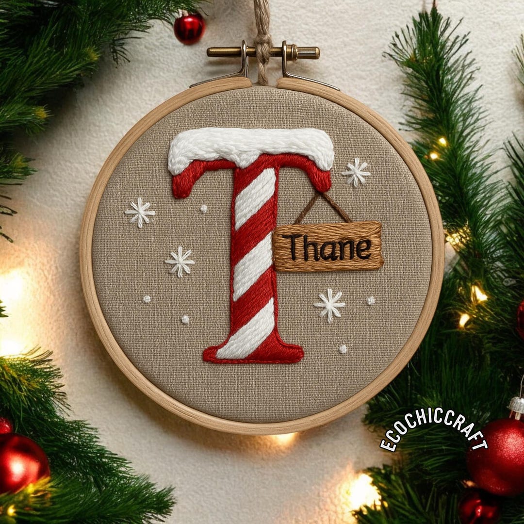 Hoop Lettering Hand Embroidered Christmas Hoop, Alphabet Lettering Embroidery ...