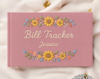 Embroidered Bill Tracker Planner Journal,  Budget Notebook, Payments Calendar, Expense Organizer Note Paper, 2026 Employee Appreciation Gift