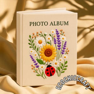 Handmade Embroidered Floral Photo Album: Wedding Keepsake Gift