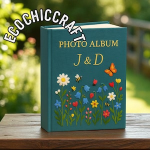 Hand Embroidered Floral Photo Album: Custom Wedding Memory Book