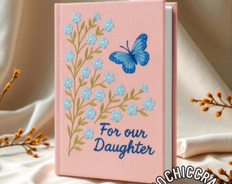 Embroidered Kids Notebook, Handmade Gift For Daughter, Custom Gift For Son, Child Embroidery Journal, Cute Floral Photobook Unique Present