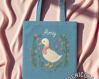 Animal Embroidery Tote Bag, Handmade Animal Tote, Embroidered Canvas Bag, Cute Animal Tote Bag, Wildlife Embroidery Tote, Pet Lover Tote Bag