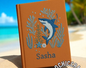 Notizbuch, Haifisch Stickerei, gesticktes Notizbuch, Ozean Notizbuch, Meerjungfrau Thema, Marine Unterwasser Fotoalbum, Einzigartiges Geburtstagsgeschenk