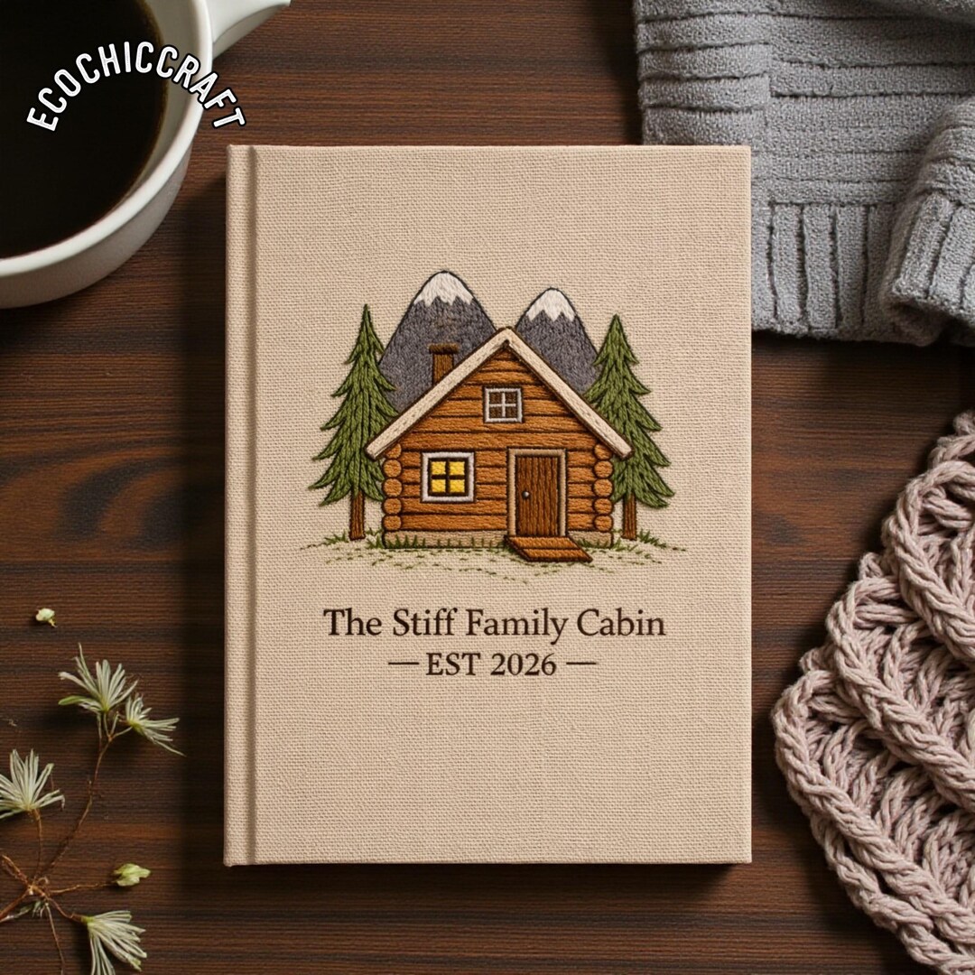 Tree House Notebook Hand Embroidered House and Tree Notebook, Personalized Name Journal ...