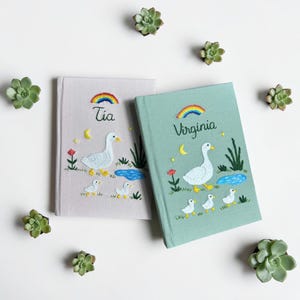 Cuaderno de ganso bordado a mano, diario de animales adorables, cuaderno de bocetos hecho a mano, regalo de papelería con gansos, diario de escritura estilo cottagecore, libro de visitas imagen 13