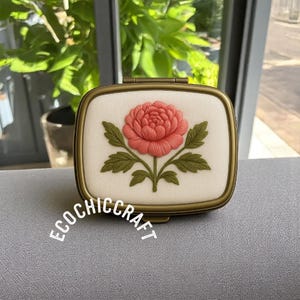 Pfingstrose Schmuckschatulle Hochzeitsgeschenk für Sie - Hand bestickter Blumenschmuck Aufbewahrungsbox Boho Schmuck Aufbewahrungsbox Pfingstrose Blume