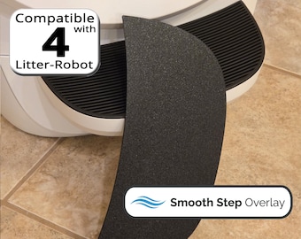 Litter-Robot 4 Smooth Step Overlay - Groove Eraser Cover for LR4 Factory Step Mat - Easier Cleaning, Flexible Step Topper - Waste Bin Mat