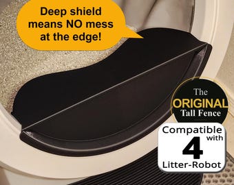 Wysoka, głęboka osłona do Litter Robot 4. Ogrodzenie do Litter Robot. Dla kotów, które załatwiają się blisko wejścia, bez żwirku. Akcesorium innej firmy.