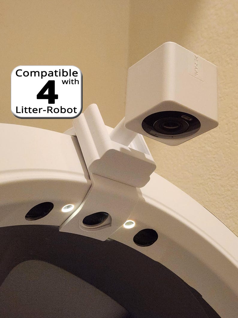 Litter-Robot 4 Wyze Camera Mount - Compatible with Wyze Cam v3/v4/OG - Third-party Accessory White