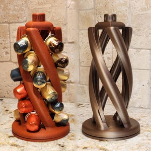 Spiral Nespresso pod holder. Circular Nespresso Original capsule dispenser stand. Nespresso Original Line. Swivel base. Custom.