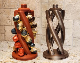 Spiralförmiger Nespresso Kapselhalter. Runder Nespresso Original Kapselspender Ständer. Nespresso Original-Linie. Drehfuß. Individuell.