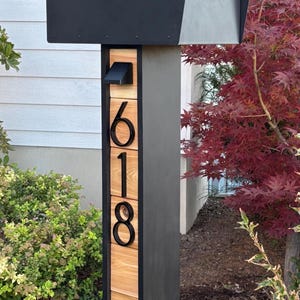 Handmade Mailbox Modern Post, Cedar Wood, Customizable, ANGLED Mailbox SLIM SERIES