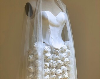 etsy corset wedding dress Lace Corset & Satin Mermaid Skirt Bridal Separates: Elegant Wedding Dress