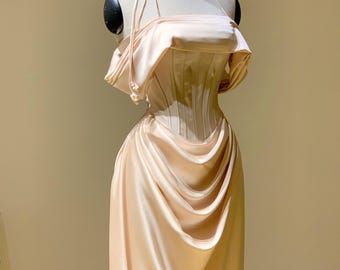 Charming Evening Gown / Bridesmaid Dress / Corset Prom Dress / Corset Dress /  Formal Event Dress