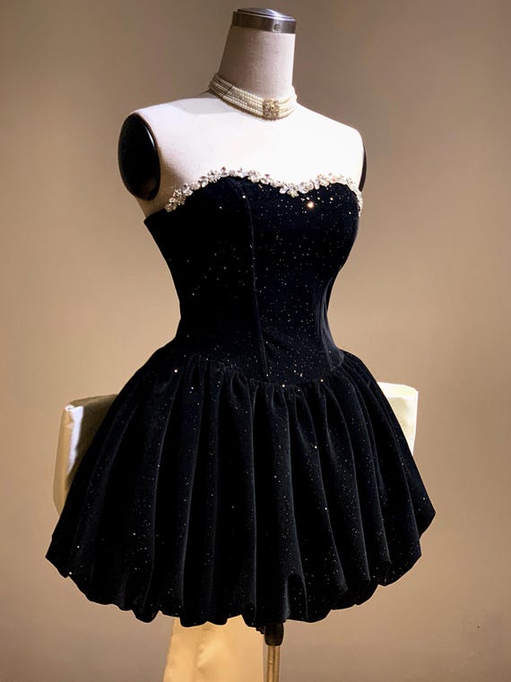 blue jean dress women Quest Velvet Corset Mini Dress in Black Black / UK16