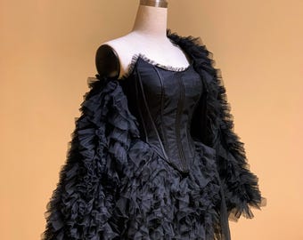 Mystic Noir Set / Gothic Clothes / Gothic Corset / Corset Dress / Corset Prom Dress / Corset Top