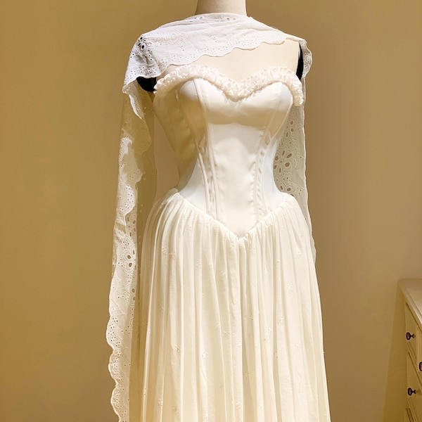 Vestido de novia vintage con corsé / Vestido de novia floral / Vestido de novia de jardín / Vestido de novia con corsé / Vestido de novia largo hasta el suelo