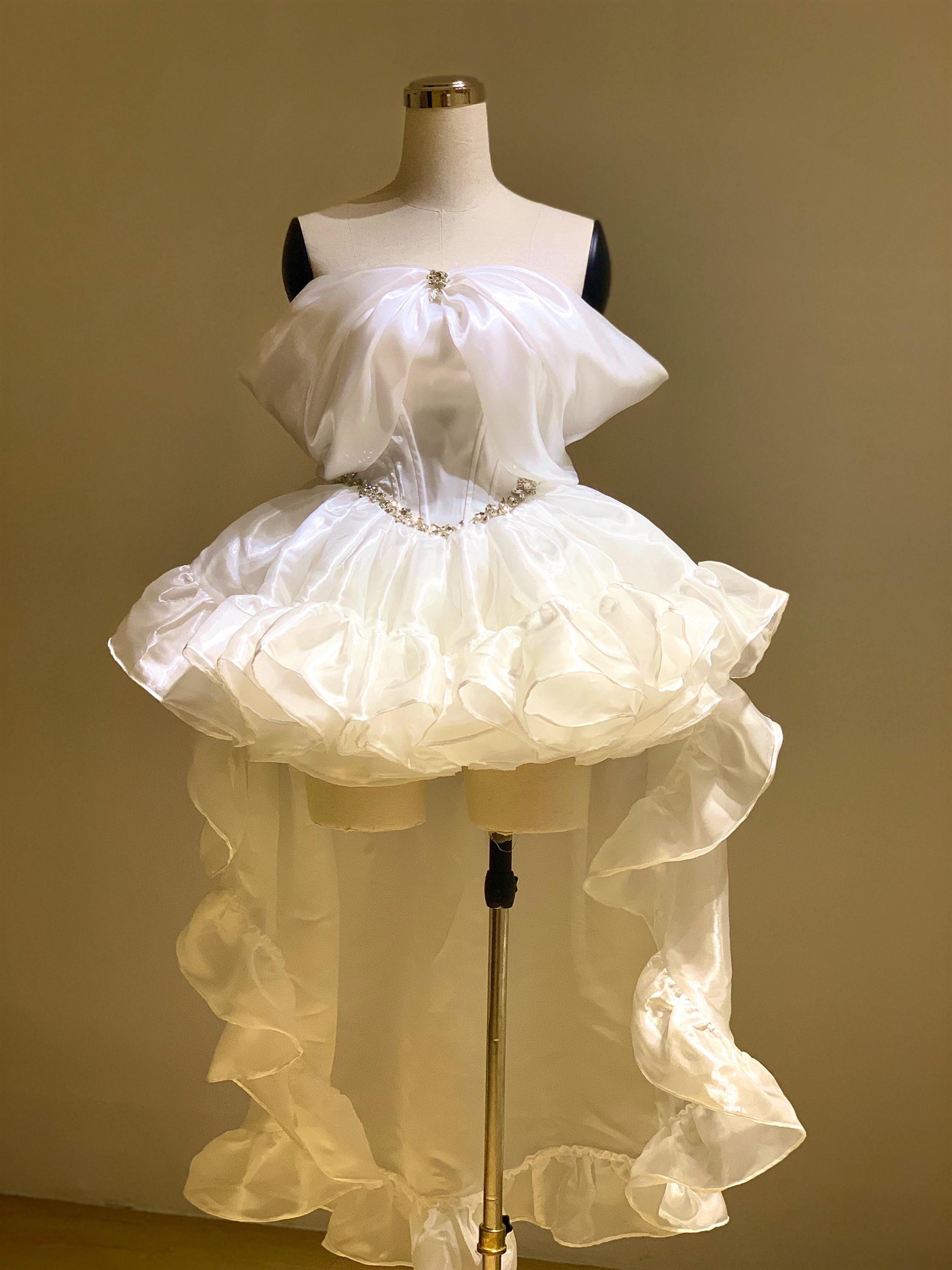 white organza prom dress A-line White Organza Long Prom Dress, White Long Formal Dress US 8 / White