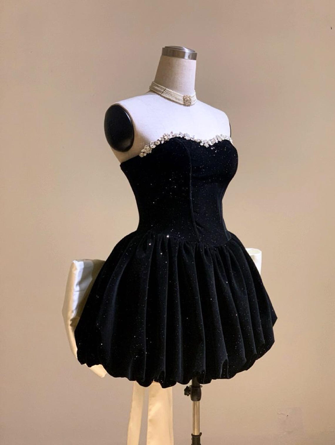 Noir Velvet Mini Dress