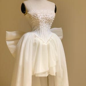 Pearl Reception Dress Deluxe / Wedding Reception Dress / Mini Wedding Dress / Evening Gown / Corset Prom Dress / Corset Wedding Dress