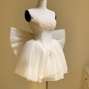 Mini Reception Dress / Mini Wedding Dress / Short Wedding Dress / Corset Prom Dress / Corset Wedding Dress