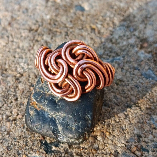 Copper Knot Ring, Men Women & Couples Forever Ring, Pure Copper Arthritis Band, Celtic Viking Braided Wire Jewelry ~ Anniversary Gift
