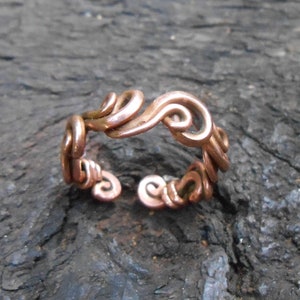 PURE COPPER Ring, Ladies Petite Wave Band, Healing Copper Arthritic Finger Relief, Artisan Handmade Jewelry Gift, Art Nouveau Style