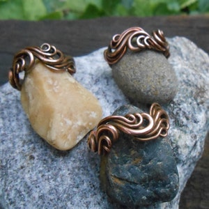 BOHEMIAN COPPER RING, Pure Copper Band Handmade, Copper Arthritis Ring, Ladies Petite Sizes, Water Wave, Art Nouveau Style, Anniversary Gift