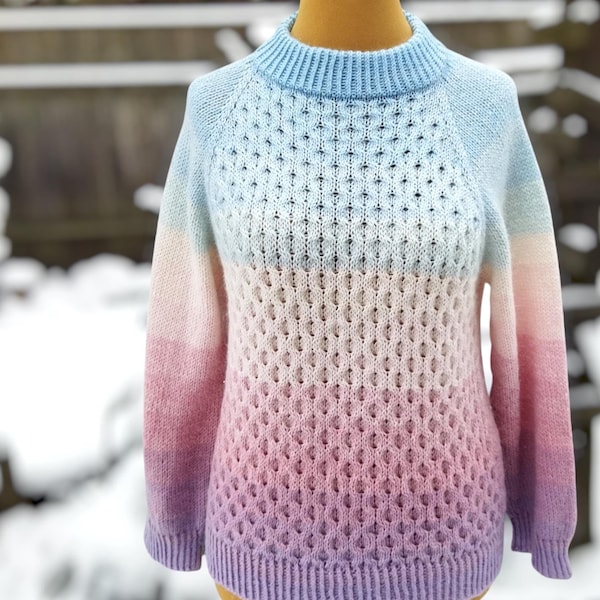 Modèle de tricot pour pull raglan torsadé en nid d'abeille : pull facile de haut en bas (modèle PDF)