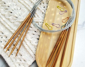 Bamboe rondbreinaaldenset: 3 mm-5 mm, 80 cm kabel + steekmarkeerders