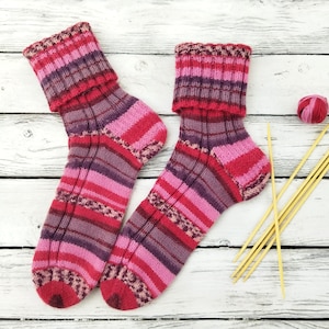 Easy Cable Knit Socks Pattern: Cuff-Down Wool Socks (PDF Knitting Tutorial)