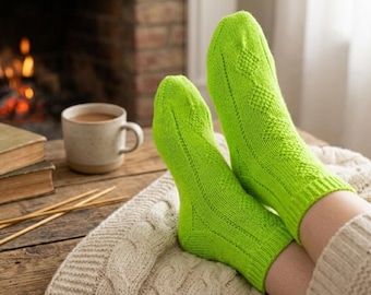 Socks Knitting Pattern PDF, Easy Cuff Down Sock Pattern for Beginners, Simple Knit Socks Tutorial, DIY Cozy Socks