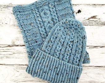 Knit Hat and Cowl Pattern Set: Women's Winter Accessories (PDF Download)