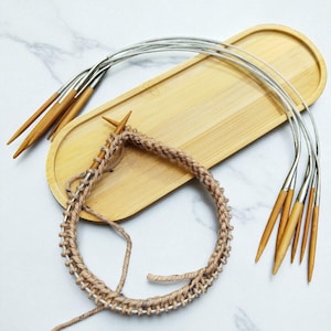 Bamboo Circular Knitting Needles Set: Hats, Beanies, Sleeves (3.0–6.0 mm, 40 cm/16 in.)