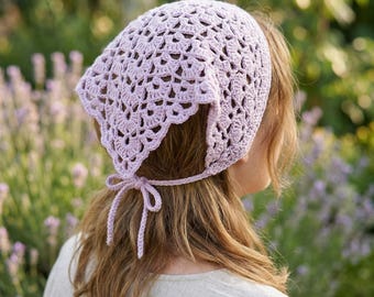 Beginner Crochet Bandana Pattern for Women, Easy Hair Scarf, Summer Kerchief, Triangle Headscarf, Dog Pet Bandana