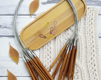Bamboo Circular Knitting Needles Set – 10 Sizes (3–10mm), 80cm Cable, Eco-Friendly Wooden Needles for Sweaters