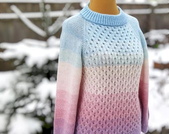 Knitting Pattern: Raglan Honeycomb Sweater, Seamless Top-Down Pullover (PDF Pattern)
