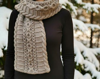 Aran Cable Knit Pattern PDF Textured Stitch Design for Sweaters Scarves and Blankets