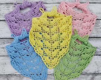 Crochet Lace Bandana, Purple Cotton Head Scarf, Boho Triangle Scarf, Summer Hair Scarf, Handmade Kerchief, Lightweight Festival Headscarf