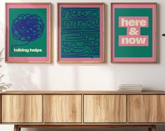 Minimalist Mental Health Poster Set: Therapy Office Decor (Digital Download)
