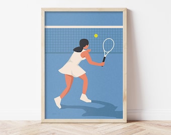 Tennis Player Art Print: Minimalist Sports Wall Decor (Digital Download