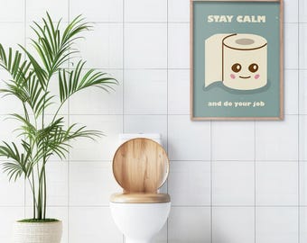 Poster amusant en papier toilette : oeuvre d'art murale humoristique pour la salle de bain (téléchargement numérique)