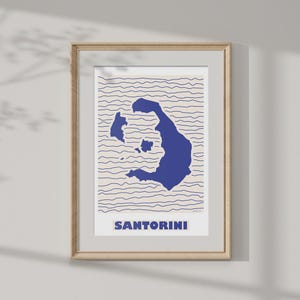 Santorini Karte Poster, Santorini Karte, Wandkunst, minimalistischer Druck, Santorini Poster, Griechenland, Reiseposter, Dekoration, digitaler Download