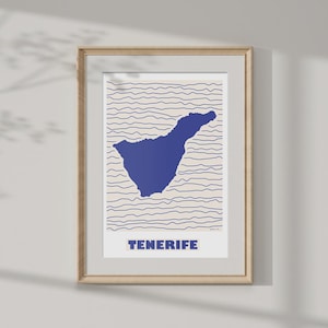 Teneriffa Karte Wandbild, druckbare Karte, minimalistischer Druck, Kaniff, Kanvas, Spanien, Reise, Wanddekoration, Dekoration, digitaler Download