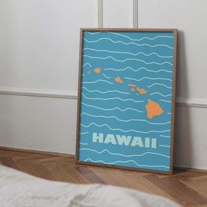 Hawaii Karte Poster, Hawaii druckbare Karte, Wandkunst, Aloha, Minimalistischer Druck, Reise Poster, USA Karte, digitaler Download, Meer, Ozean
